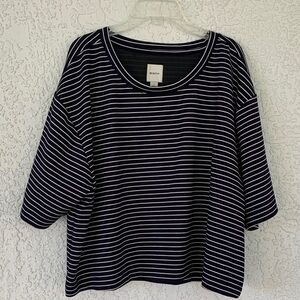 Maeve by Anthropology Navy and White Striped oversized top size L
